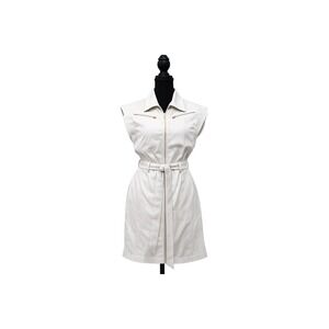 Le Lis Collection Zip Front Belted Utility Mini Dress XS Cream Excellent‎